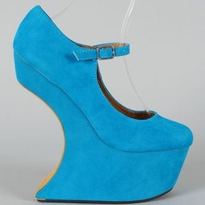 Yellow Colorblock Heel Less Wedge Pump 7.5